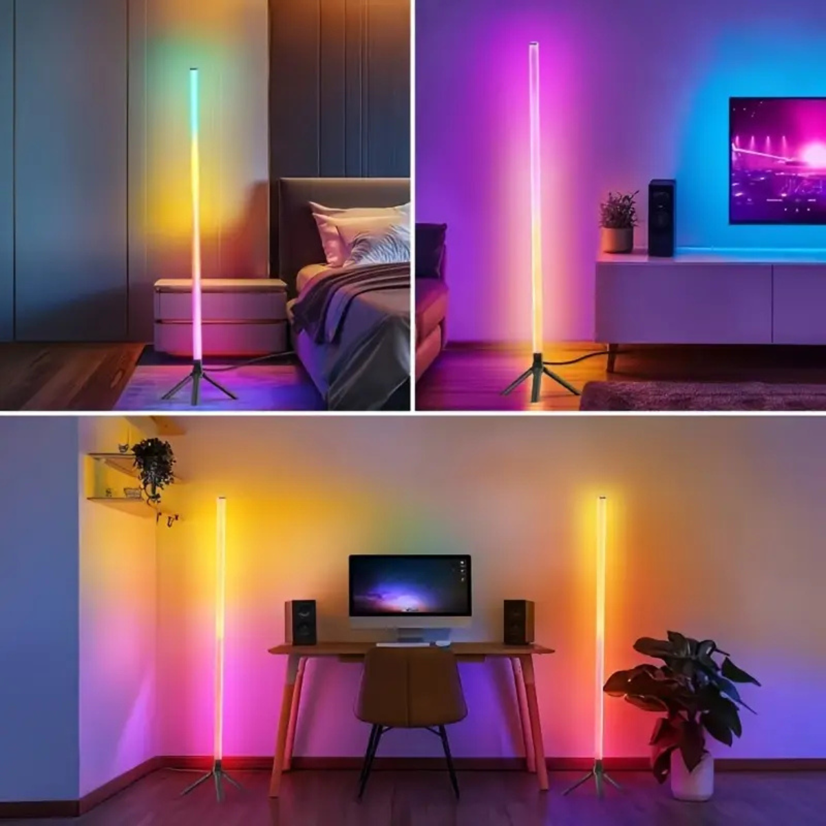 Lampă de podea RGB cu iluminare reglabilă multicolor, decor pentru cameră de gaming sau living