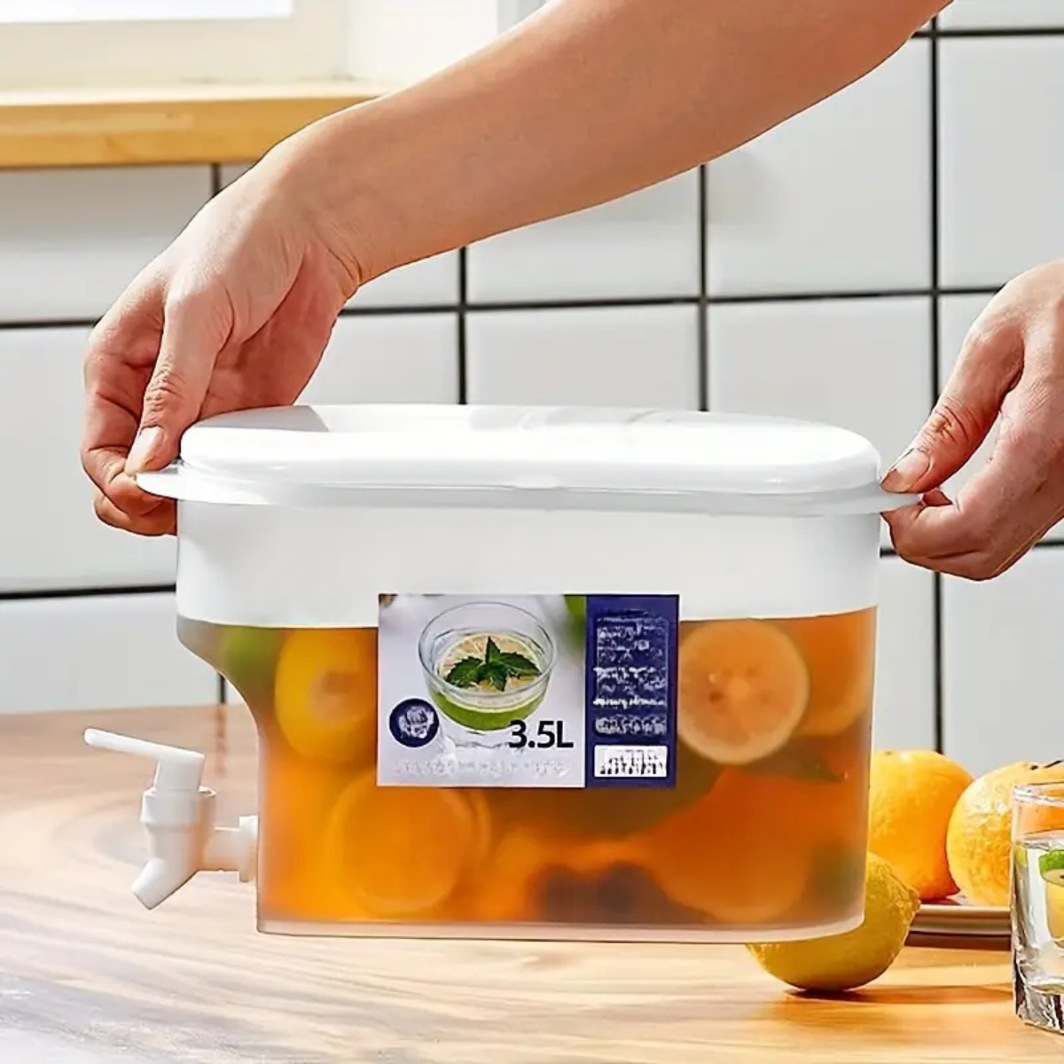 Dispenser de Băuturi din plastic transparent, cu robinet anti-reflux 3,5L