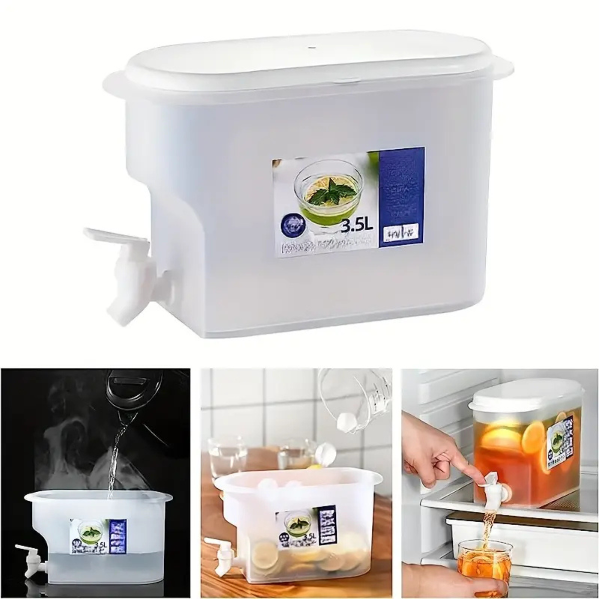 Dispenser de Băuturi din plastic transparent, cu robinet anti-reflux 3,5L