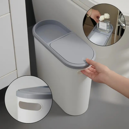 Coș de gunoi slim de 10L cu capac, ideal pentru bucătărie, baie sau dormitor